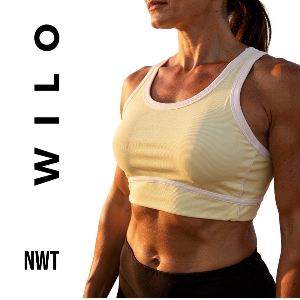 NWT -  Wilothelable Ribbed Piper Sports Bra - Lemon - SZ L